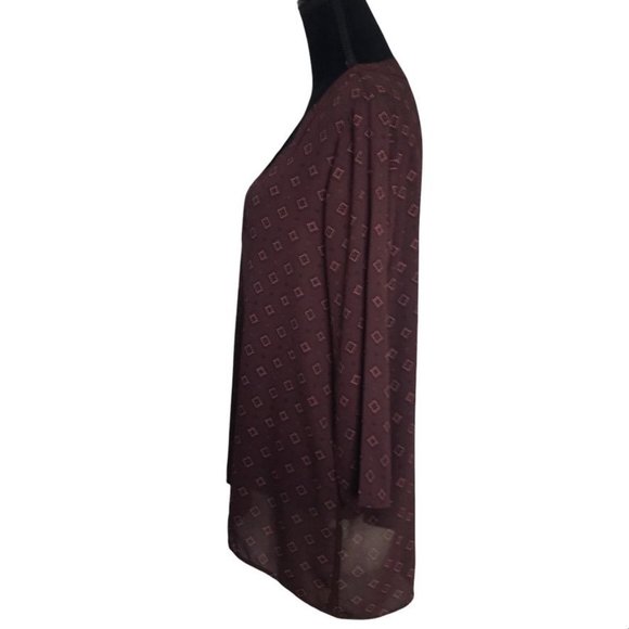 LOFT 3/4 Sleeve Diamond Pattern Tunic in Wine Color - Size Medium - Picture 2 of 4